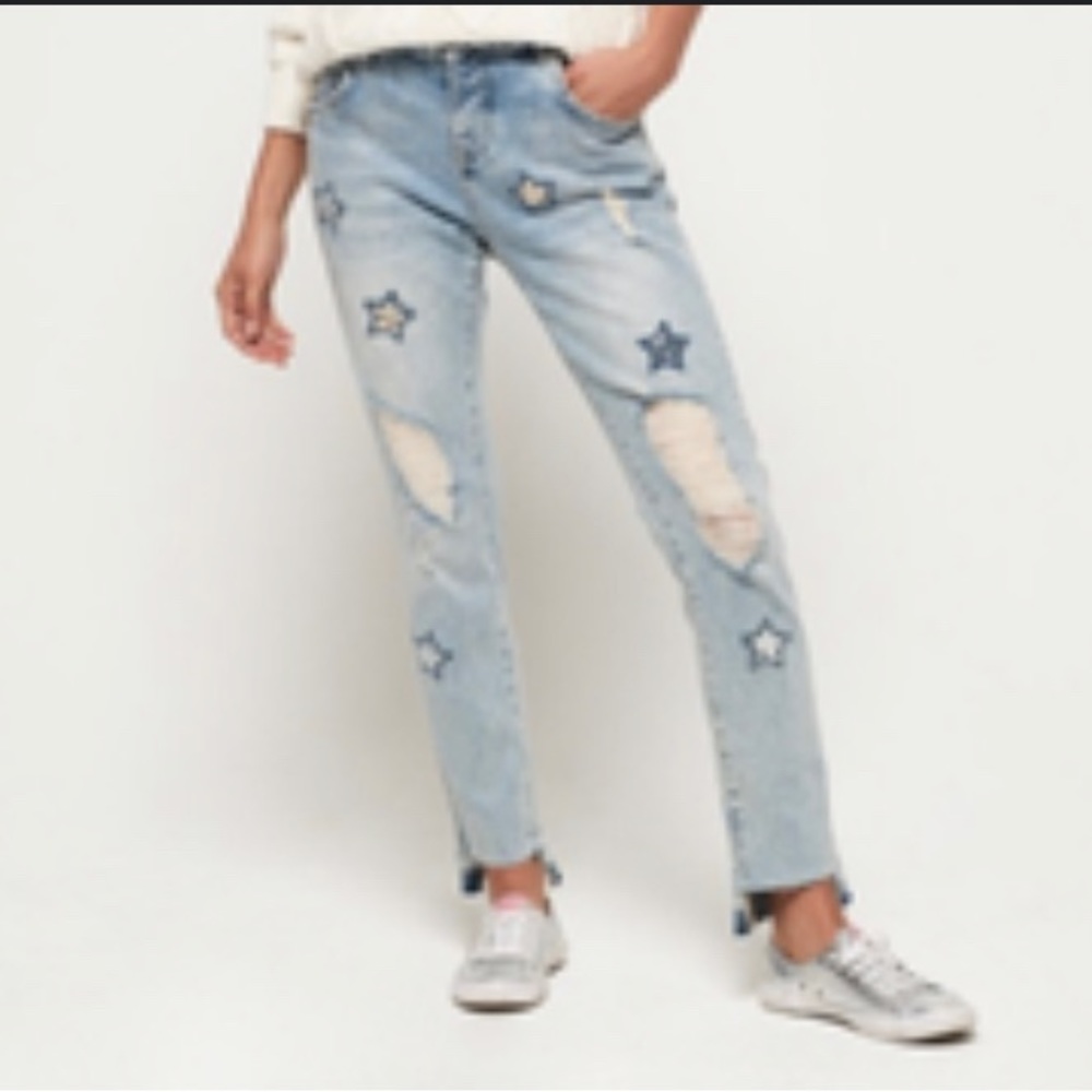 Doris Revolve Denim Boyfriend Star Stitching Jeans